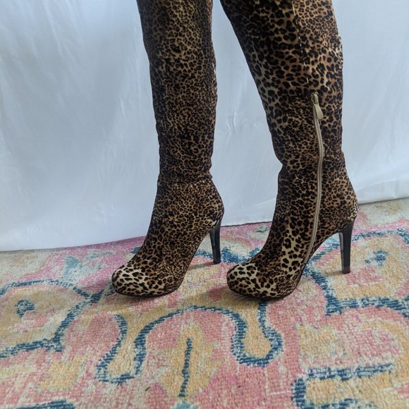 Monroe and Main Sexy Knee High Leopard Print Women's Boots Size 8 - Picture 5 of 6